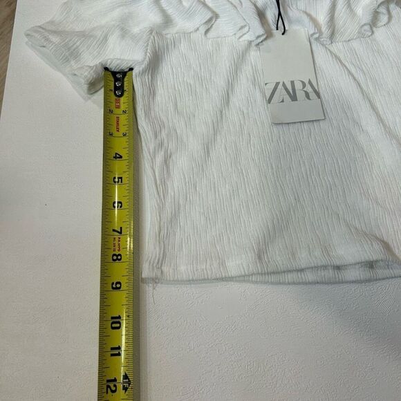 Zara Off The Shoulder Crop Top white size Lgirls halter cute lace stretch teen p - Picture 5 of 7